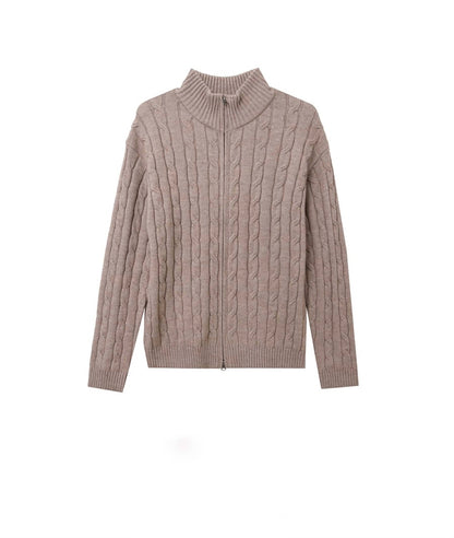 -Kr-Twist Zip Knit Cardigan