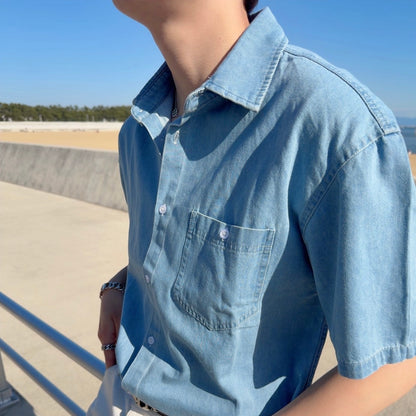 Retro Wash Denim Summer Shirt