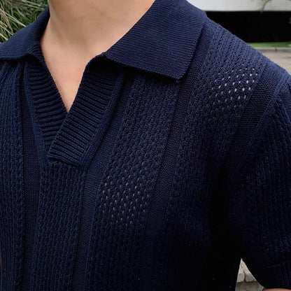 Breathable Knitted Polo T-Shirt