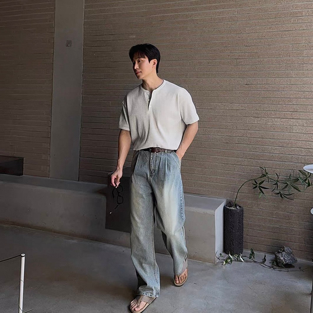 Waffle Texture Short-Sleeve T-Shirt