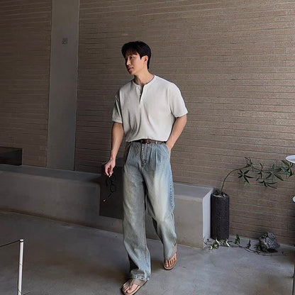 Waffle Texture Short-Sleeve T-Shirt