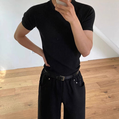 Textured Ribbed Slim-Fit T-Shirt