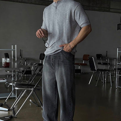 Casual Stripe Knit T-Shirt