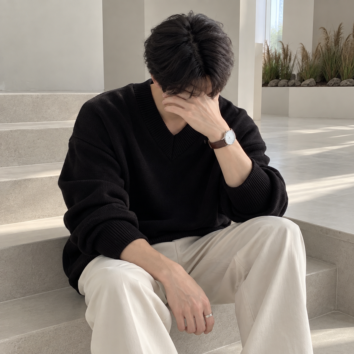 V-Neck Design Knit Sweater