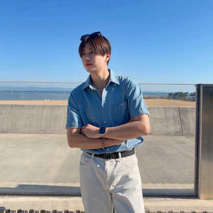 Retro Wash Denim Summer Shirt