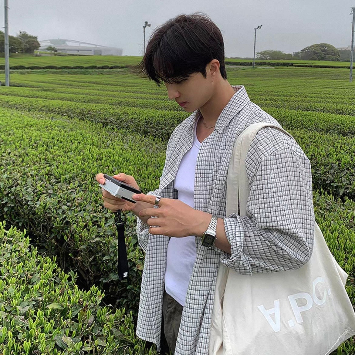 Plaid Long-Sleeve Shirt Jacket