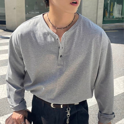 Soft Henley Neck Long Sleeve Tee