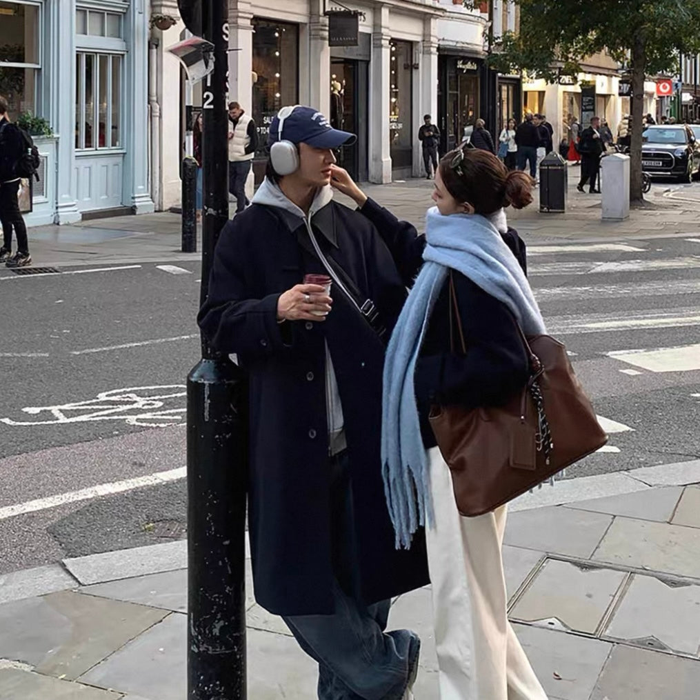 Knee-Length Wool Tweed Coat