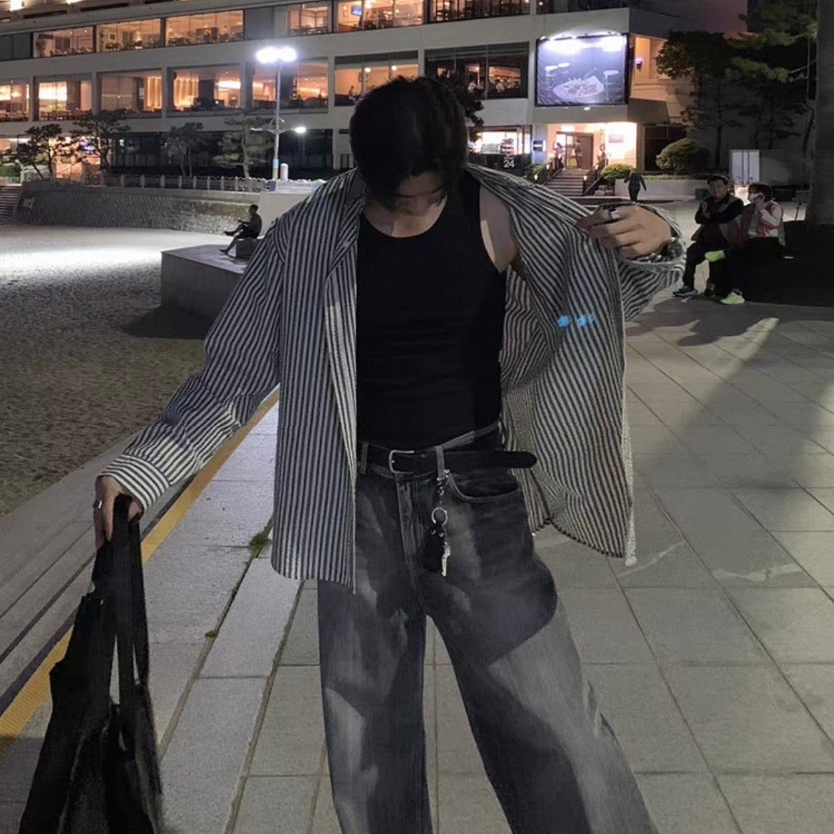 Oversized Striped Shirt Jacket