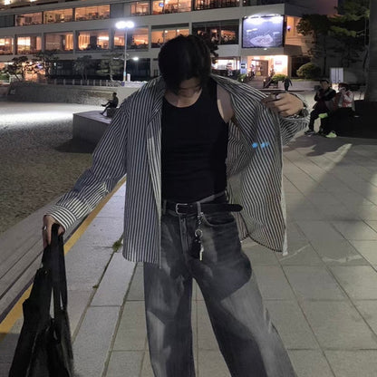 Oversized Striped Shirt Jacket