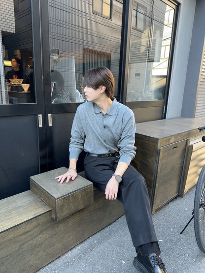 Lapel Twist Pattern Knit Sweater