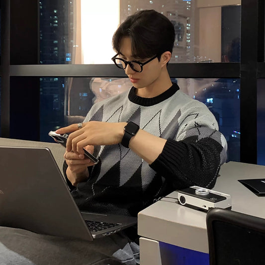 Plaid Peplum Knit Sweater