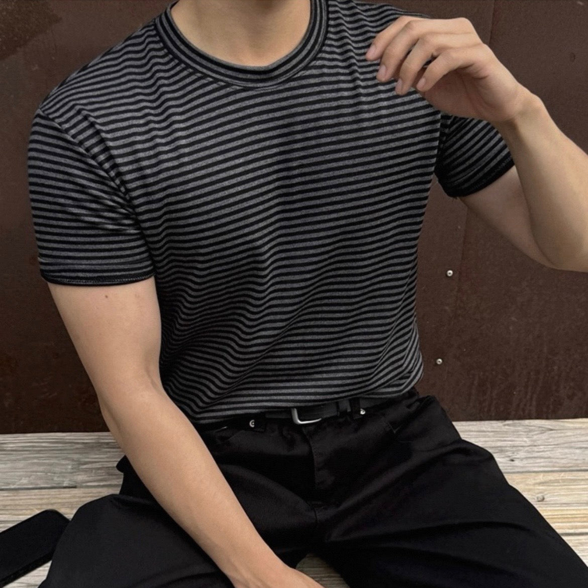 Korean Striped Cotton T-Shirt