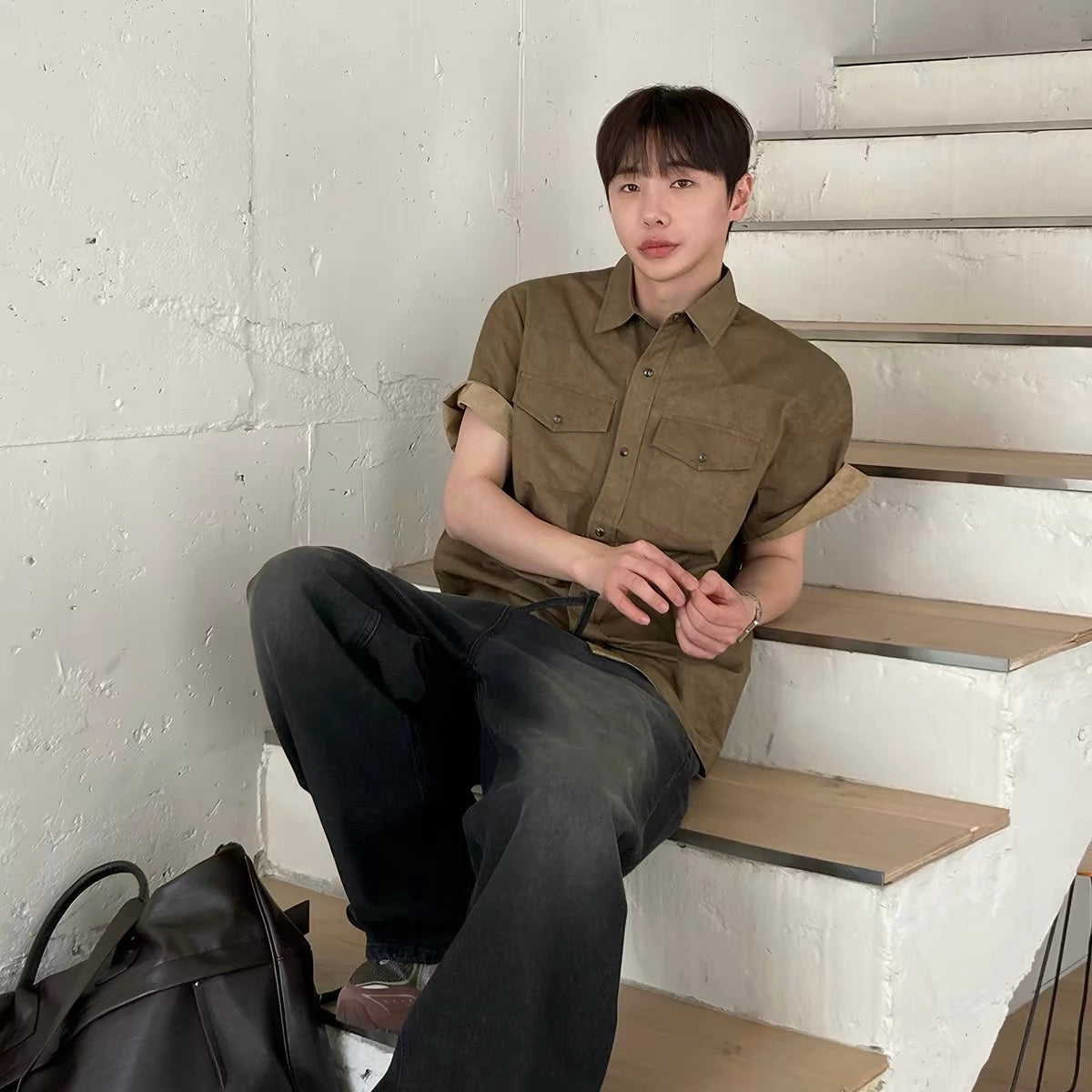 Retro Workwear Short-Sleeve Shirt