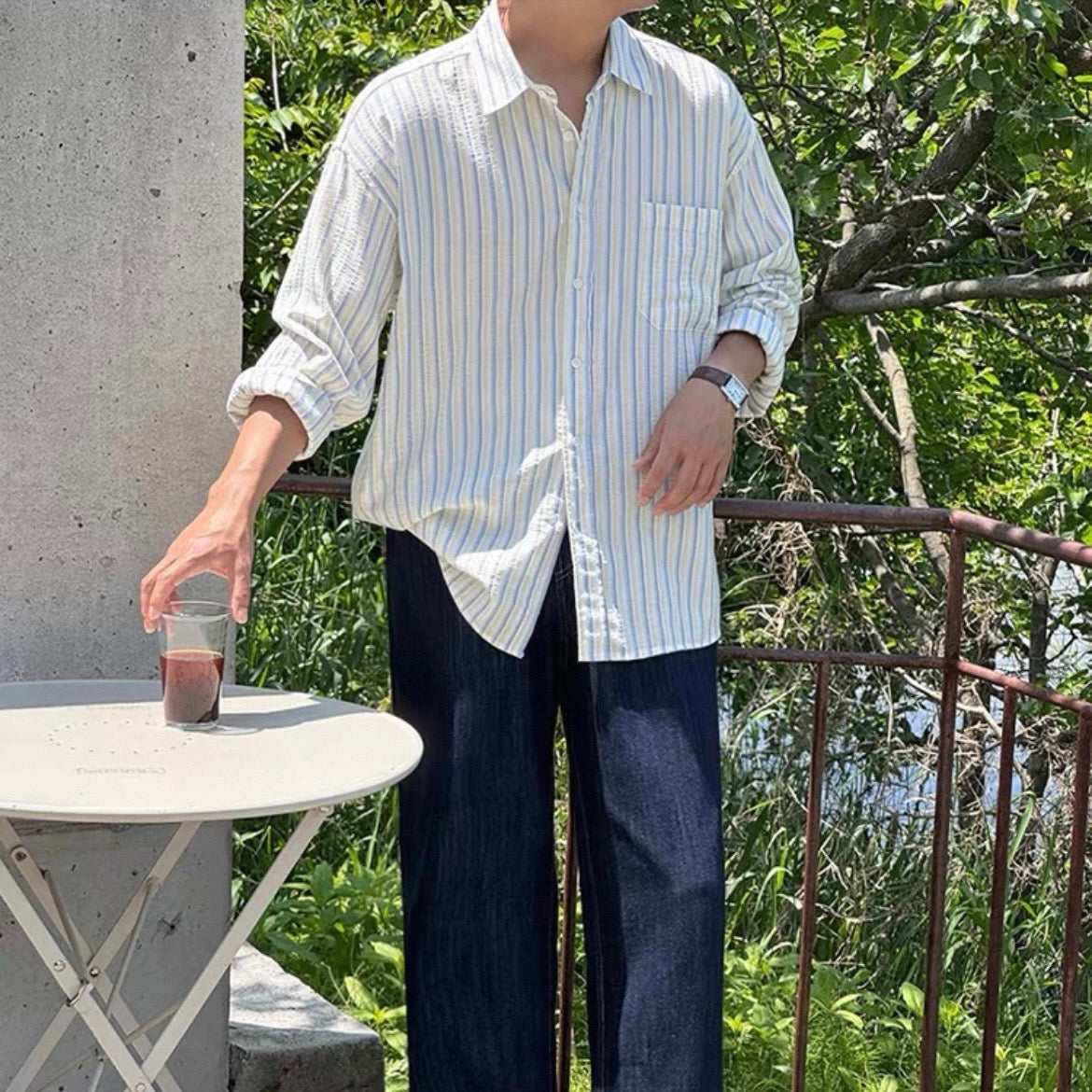 Textured Stripe Relaxed Shirt