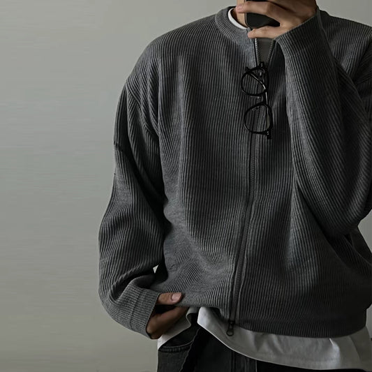 Ribbed Zip-Up Cardigan