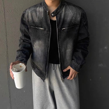 Vintage Wash Collarless Jacket