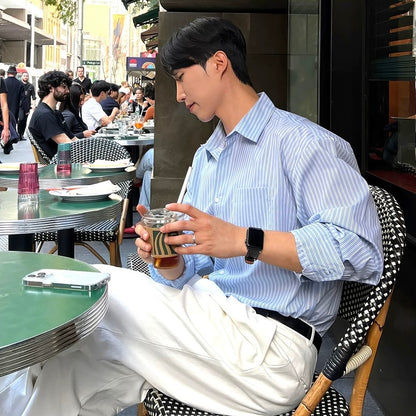 Blue Striped Casual Shirt