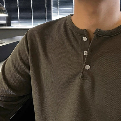 Men's Solid Color Henry Long Sleeve
