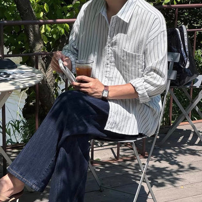 Textured Stripe Relaxed Shirt