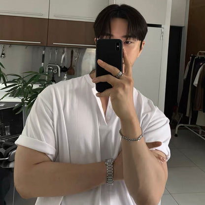 Henry Collar Casual Summer T-shirt