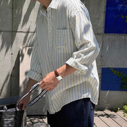 Textured Stripe Relaxed Shirt