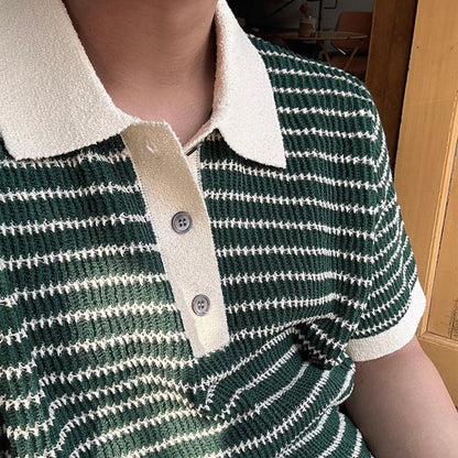 Korean Striped Polo Shirt