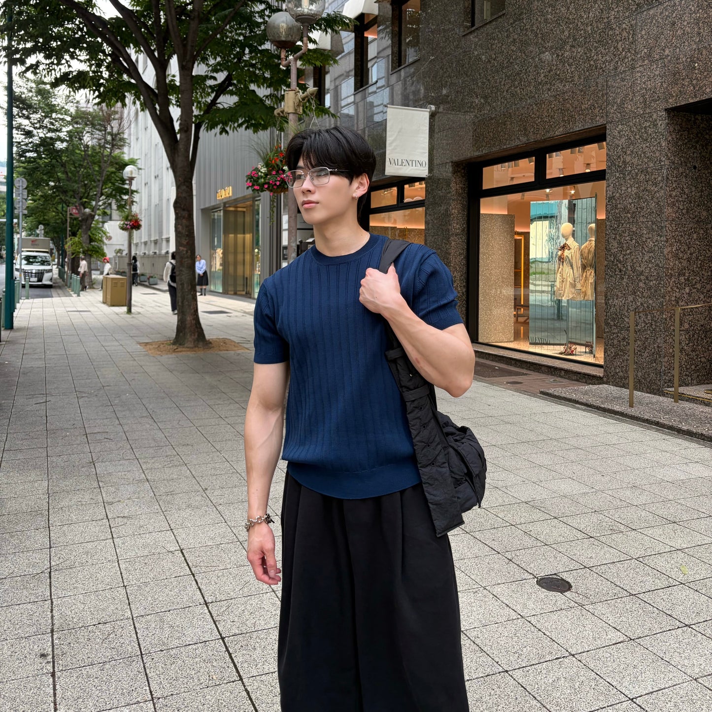 Men's Textured Wool Stripe T-Shirt