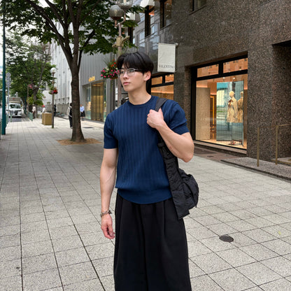Men's Textured Wool Stripe T-Shirt