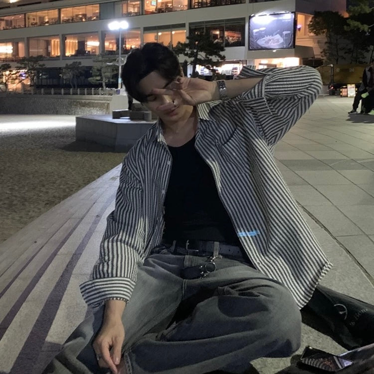 Oversized Striped Shirt Jacket