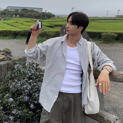 Plaid Long-Sleeve Shirt Jacket