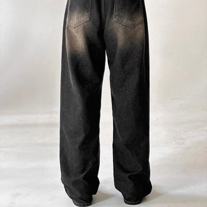 Retro Washed Wide-Leg Jeans