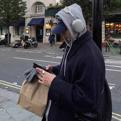 Knee-Length Wool Tweed Coat