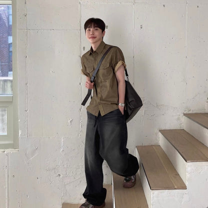 Retro Workwear Short-Sleeve Shirt