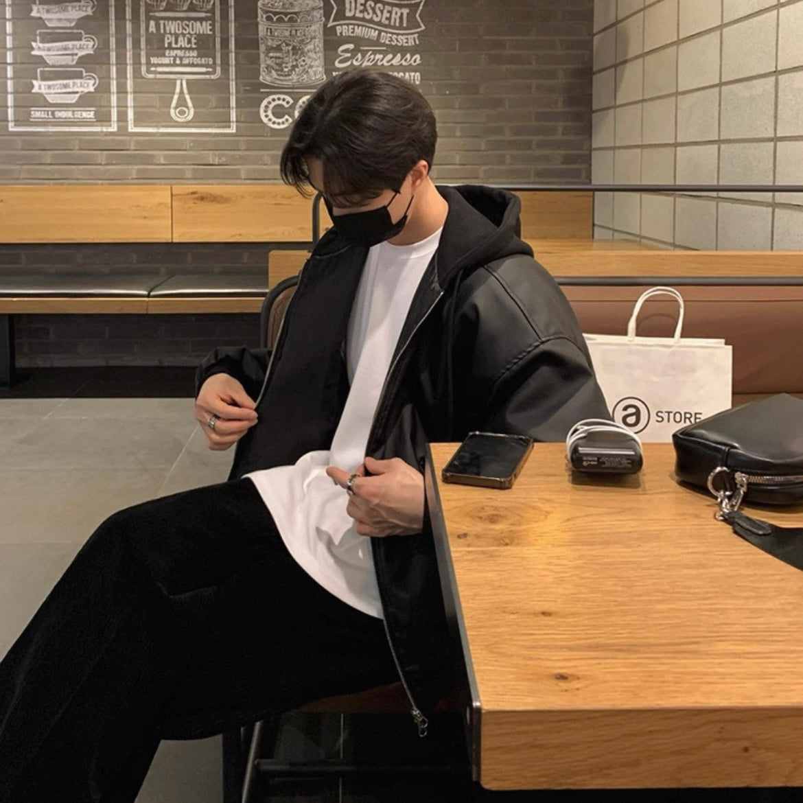 Trendy Hooded Leather Jacket