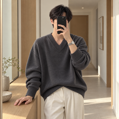 V-Neck Design Knit Sweater