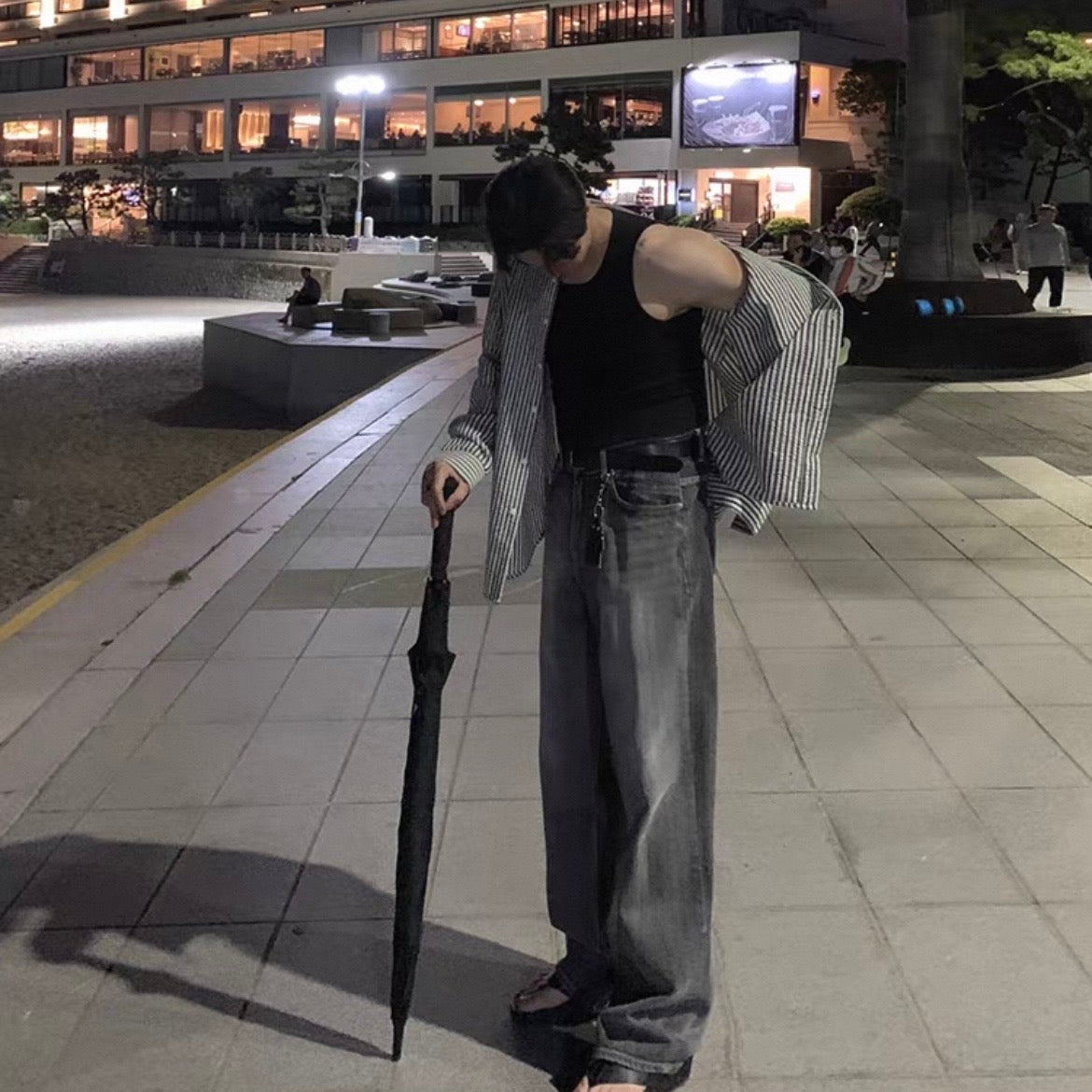 Oversized Striped Shirt Jacket