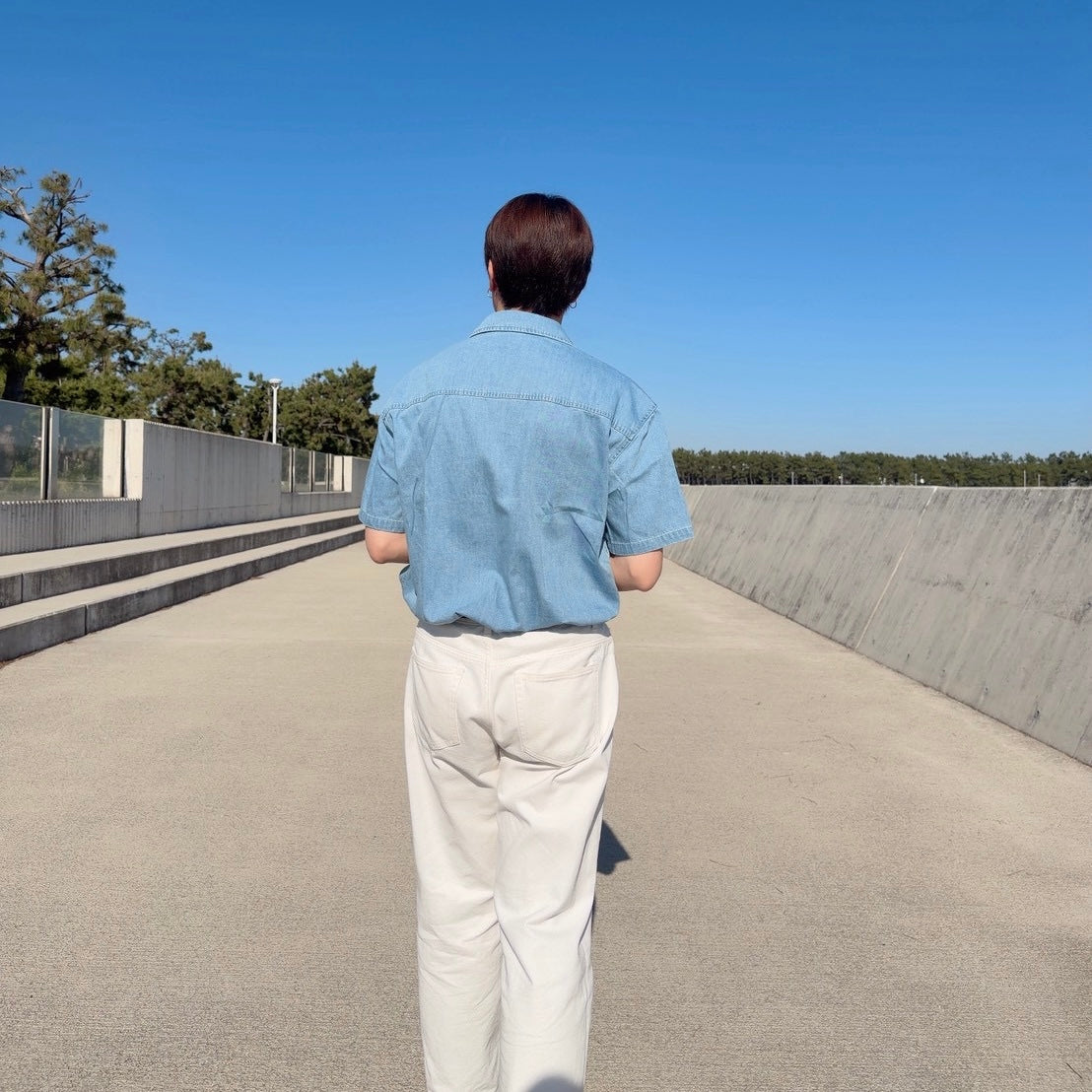 Retro Wash Denim Summer Shirt