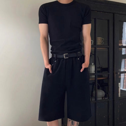 Textured Ribbed Slim-Fit T-Shirt