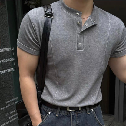 Slim Fit Half-Button T-Shirt
