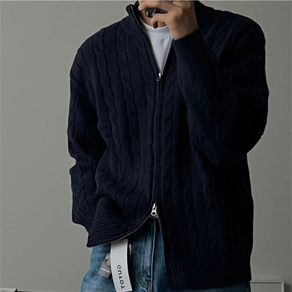 -Kr-Twist Zip Knit Cardigan