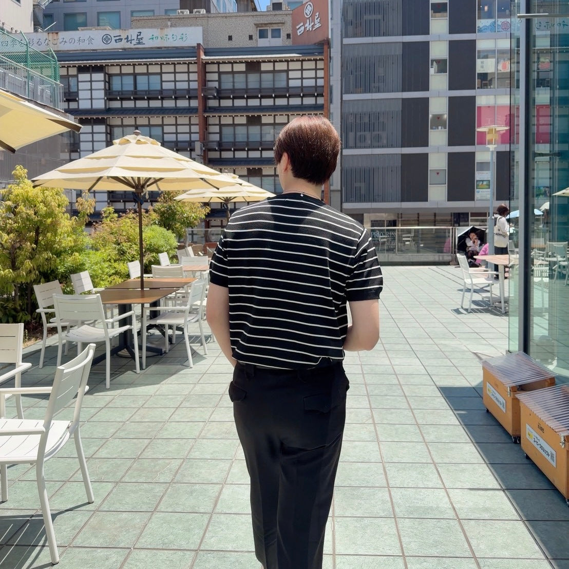 Loose Fit Black Striped Tee