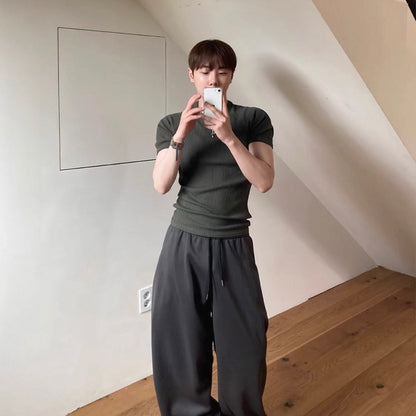 Textured Ribbed Slim-Fit T-Shirt