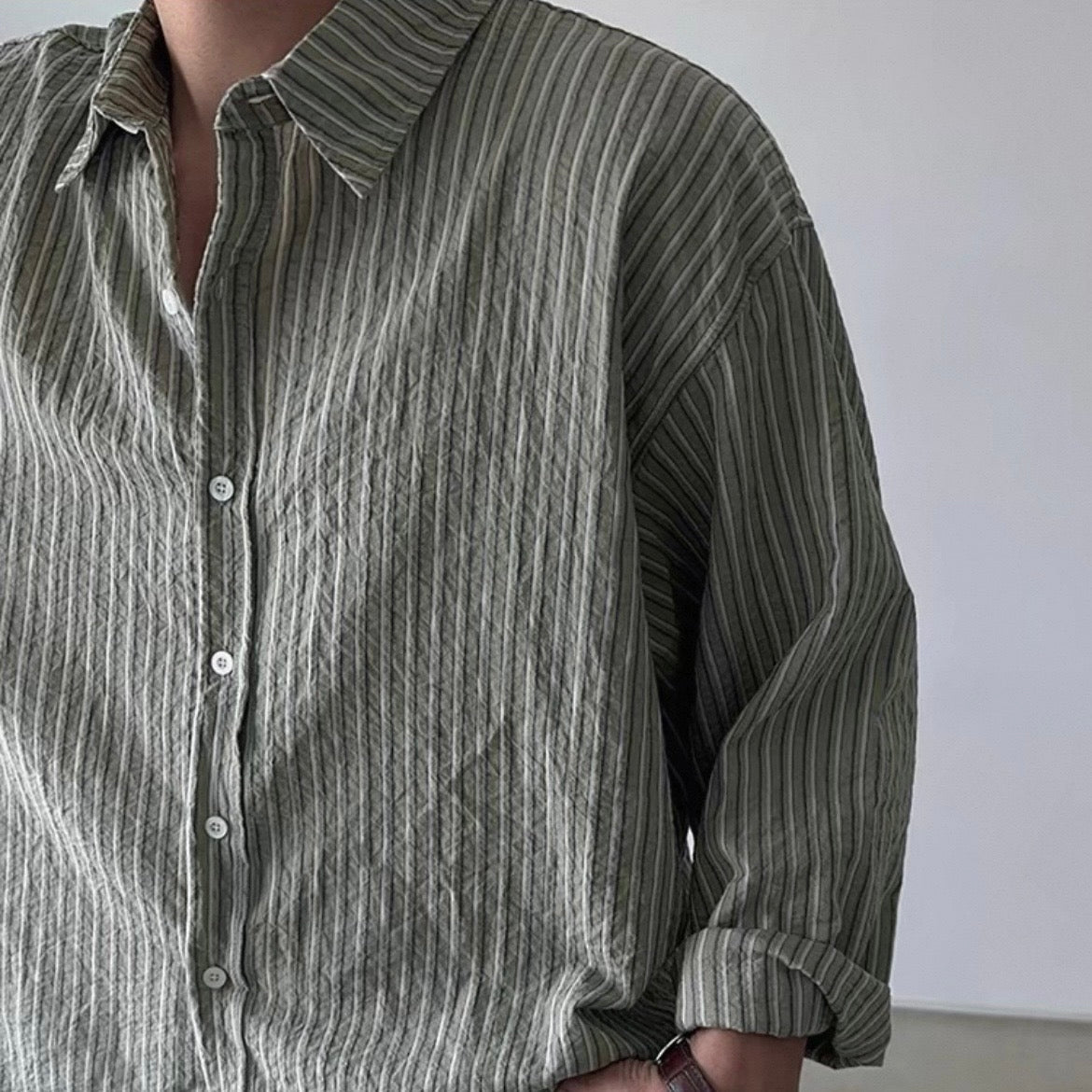 Korean-Style Striped Casual Shirt