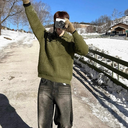 Retro Washed Wide-Leg Jeans