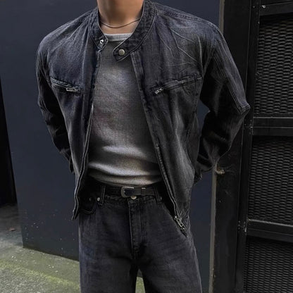 Vintage Wash Collarless Jacket