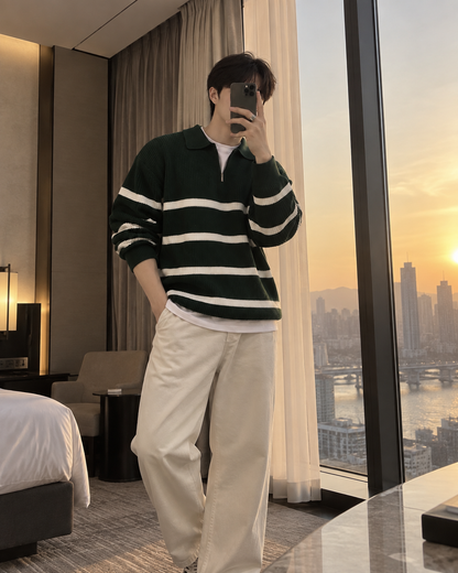 Half-zip knit sweater