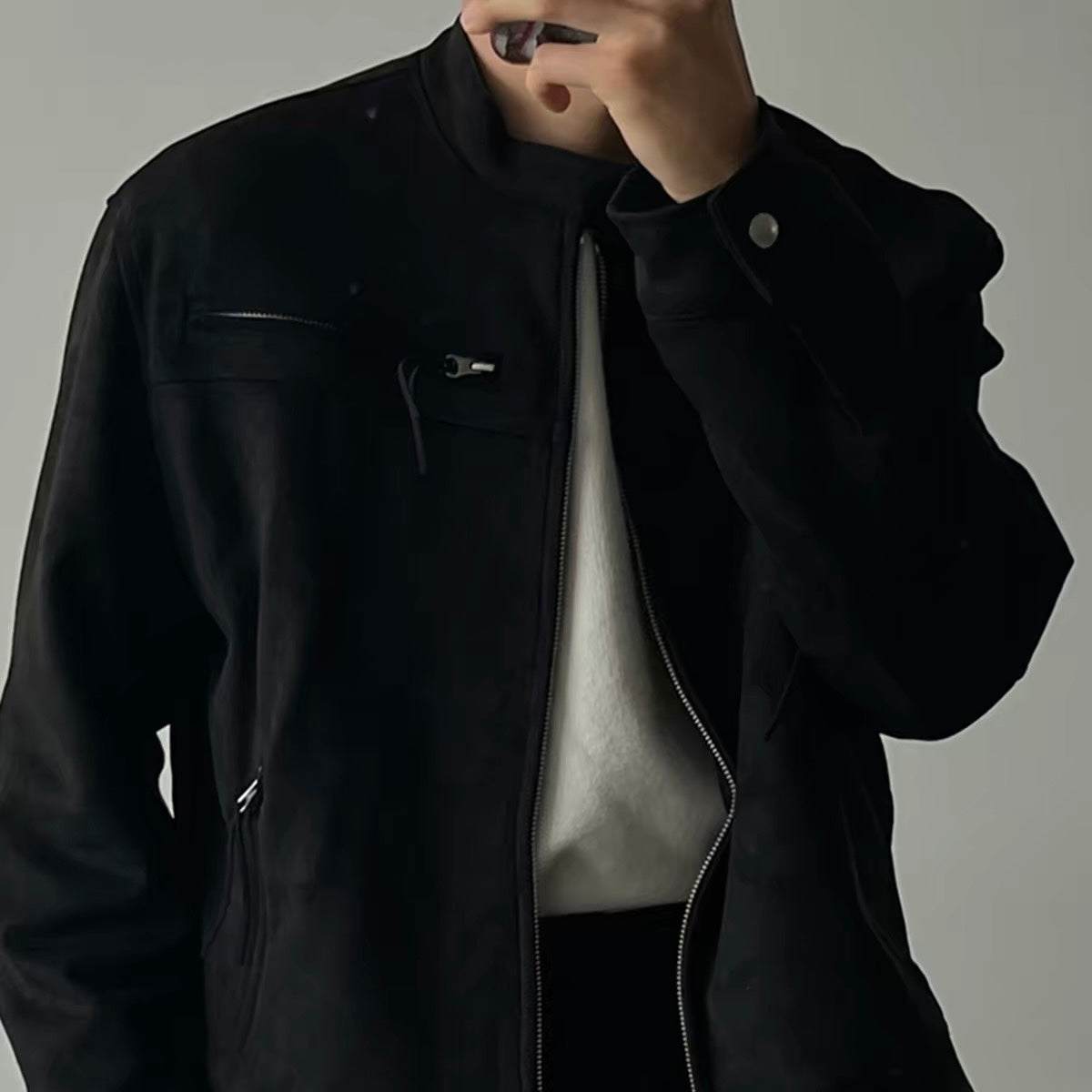 Suede Zip-Up Jacket