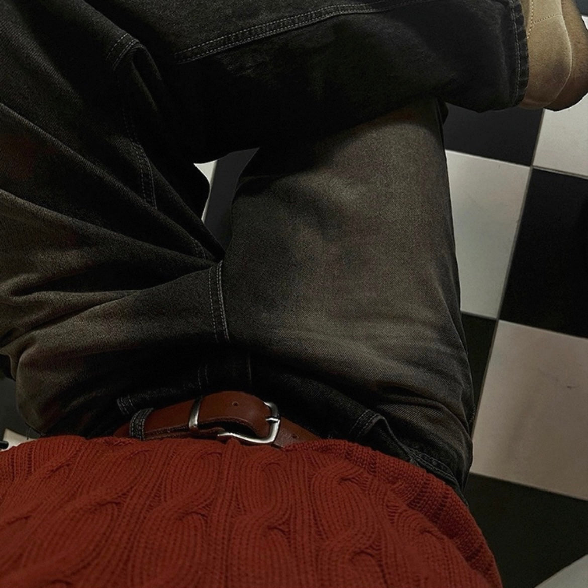 Retro Washed Wide-Leg Jeans