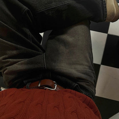 Retro Washed Wide-Leg Jeans